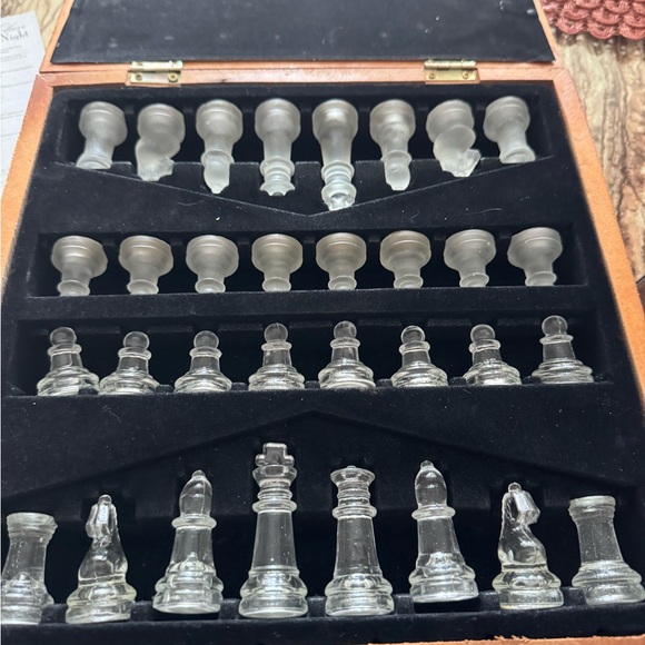 Crystal Clear Chess Game Night in Wood Box - Picture 7 of 11